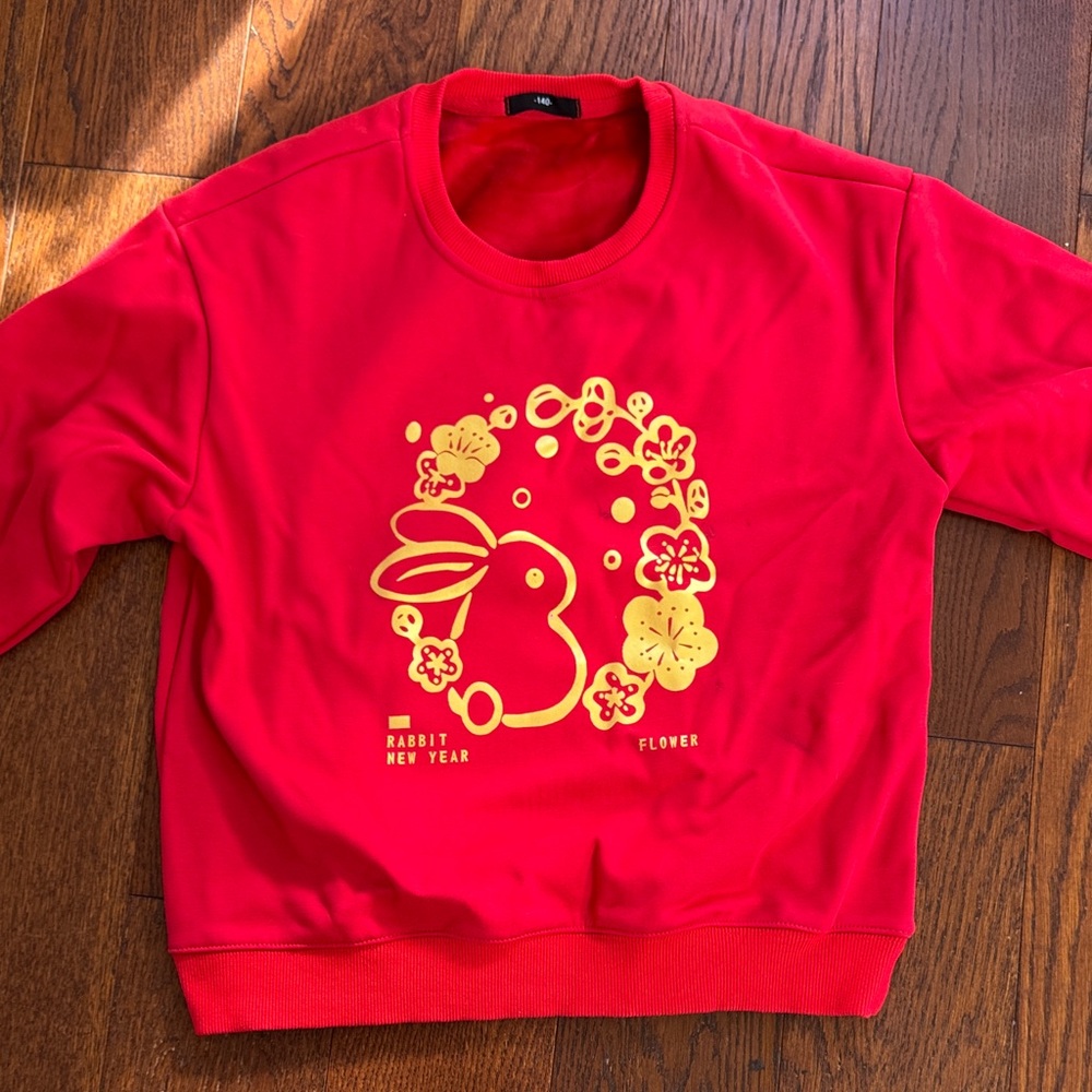 Red Kids Sweatshirt with Rabbit Design
